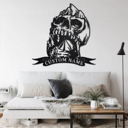 skull cave camping metal wall art personalized metal name sign campfire camping art decor 2
