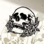 skull rose flower halloween metal wall art halloween decoration for home 0
