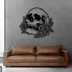 skull rose flower halloween metal wall art halloween decoration for home 2