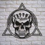 skull tattoo metal wall art laser cut metal signs tattoo studio decor 0