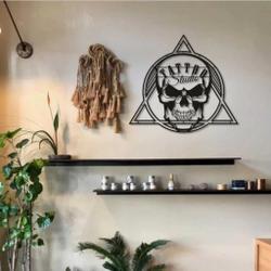 skull tattoo metal wall art laser cut metal signs tattoo studio decor 1