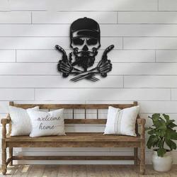 skull welding metal wall art welder ironworker custom metal sign 2
