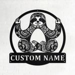 sloth yoga metal wall art personalized metal name sign yoga room decoration 0