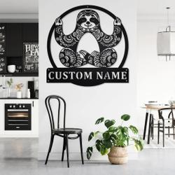 sloth yoga metal wall art personalized metal name sign yoga room decoration 1