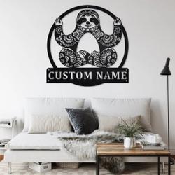 sloth yoga metal wall art personalized metal name sign yoga room decoration 2