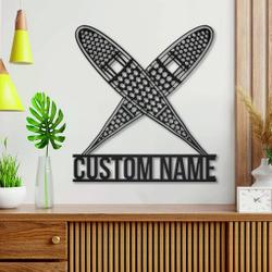 snow shoes trekking metal sign personalized metal name signs home decor sport lovers gifts 1