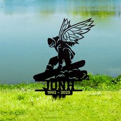 Snowboarder With Wings Grave Marker Metal Garden Stakes Snowboarder Memorial Gifts Sympathy Gifts for Loss of Loved One