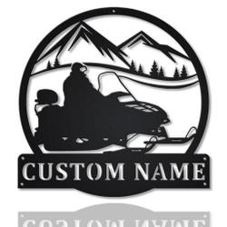 Snowmobiling Metal Wall Art Personalized Metal Name Signs Home Decor Sport Lovers Gifts