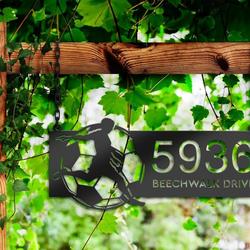 soccer address sign soccer player house number plaque custom metal signs 1