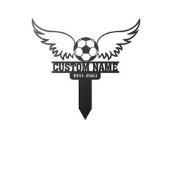 Soccer Ball with Wings Grave Marker Metal Garden Stakes Soccer Player Memorial Gifts Sympathy Gifts for Loss of Loved One