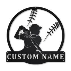 Softball Metal Wall Art Personalized Metal Name Signs Home Decor Sport Lovers Gifts