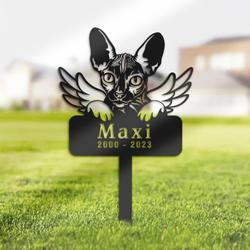 Sphynx Cat Grave Marker Garden Stakes Cat Memorial Gift Cemetery Decor