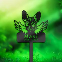 sphynx cat grave marker garden stakes cat memorial gift cemetery decor custom metal signs 1