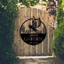 spring bird sign garden decor bird personalized metal sign 1