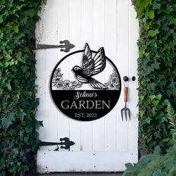 spring bird sign garden decor bird personalized metal sign 2