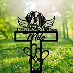 st bernar dog grave marker garden stakes forever loved dog memorial gift cemetery decor custom metal signs 1