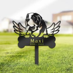 St. Bernard Dog Grave Marker Garden Stakes Dog Memorial Gift Cemetery Decor