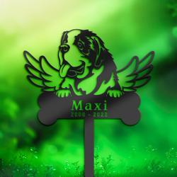 st bernard dog grave marker garden stakes dog memorial gift cemetery decor custom metal signs 1