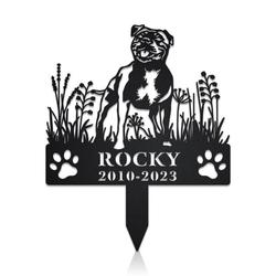 Staffordshire Bull Terrier Dog Grave Marker Garden Stakes Dog Sympathy Gift Cemetery Decor Memorial