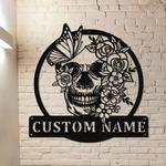 sugar skull flower and butterfly tattoo studio business custom metal signs 0