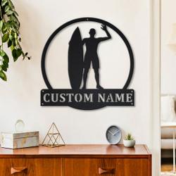 surfing metal sign personalized metal name signs home decor sport lovers gifts 1