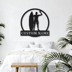 surfing metal sign personalized metal name signs home decor sport lovers gifts 2