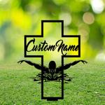 swimmer grave marker metal garden stakes memorial gifts custom metal signs 0