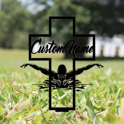 swimmer grave marker metal garden stakes memorial gifts custom metal signs 1