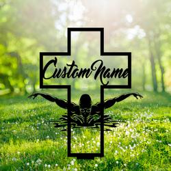 swimmer grave marker metal garden stakes memorial gifts custom metal signs 2