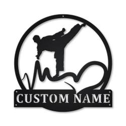Taekwondo Metal Wall Art Personalized Metal Name Signs Home Decor Sport Lovers Gifts