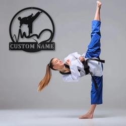 taekwondo metal sign personalized metal name signs home decor sport lovers gifts 1
