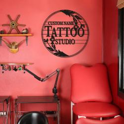 tattoo floral art personalized metal signs custom name tattoo studio sign decor 1