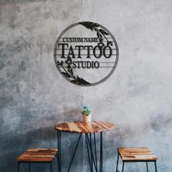 tattoo floral art personalized metal signs custom name tattoo studio sign decor 2