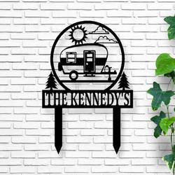 Tear Drop Motorhomes Happy Campers Sign with Stake Camper RV Decor Camping