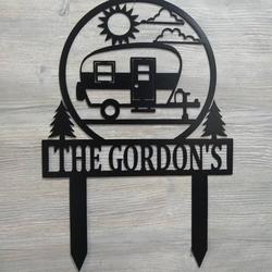 tear drop motorhomes happy campers sign with stake camper rv decor camping custom metal signs 1