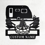 tear drop trailer metal wall art personalized metal name sign campfire camping car signs decor 0
