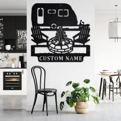 tear drop trailer metal wall art personalized metal name sign campfire camping car signs decor 2