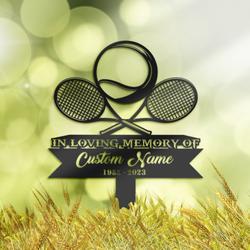 Tennis Racket and Ball Tennis Player Grave Marker Memorial Sign with Stake Sympathy Gifts for Loss