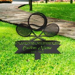 tennis racket and ball tennis player grave marker memorial sign with stake sympathy gifts for loss of loved one custom metal signs 1