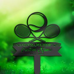 tennis racket and ball tennis player grave marker memorial sign with stake sympathy gifts for loss of loved one custom metal signs 2