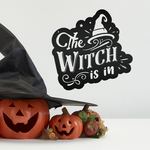 the witch is in metal sign witchy sign halloween decoration for home 0