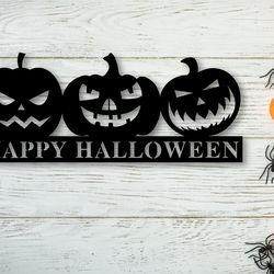 three pumpkin jack o lantern metal sign pumpkin signs halloween decoration for home 1