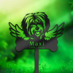 tibetan terrier dog grave marker garden stakes dog memorial gift cemetery decor custom metal signs 1