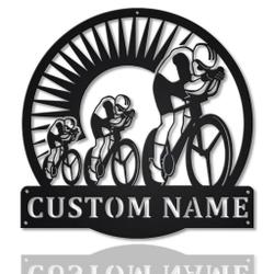 Track Cycling Metal Wall Art Personalized Metal Name Signs Home Decor Sport Lovers Gifts