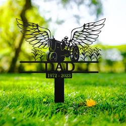 Tractor Farmer Grave Marker Metal Garden Stakes Farmer Dad Memorial Gifts Sympathy Gifts for Loss of Loved One