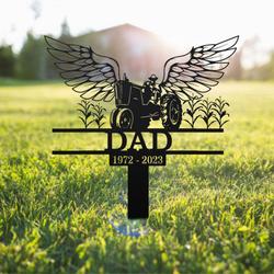 tractor farmer grave marker metal garden stakes farmer dad memorial gifts sympathy gifts for loss of loved one 1
