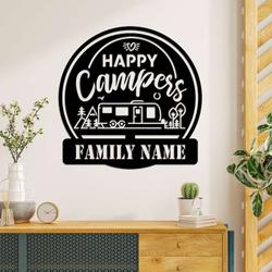 travel trailer 5th wheel happy camper personalized camping metal sign rv decor custom metal sign 1