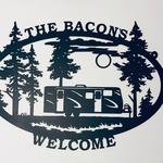 travel trailer sign personalized metal name signs wild camping sign decorations for campsite 0