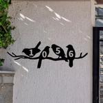 tree branch and birds decor custom house address number metal sign 0