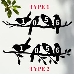 tree branch and birds decor custom house address number metal sign 1